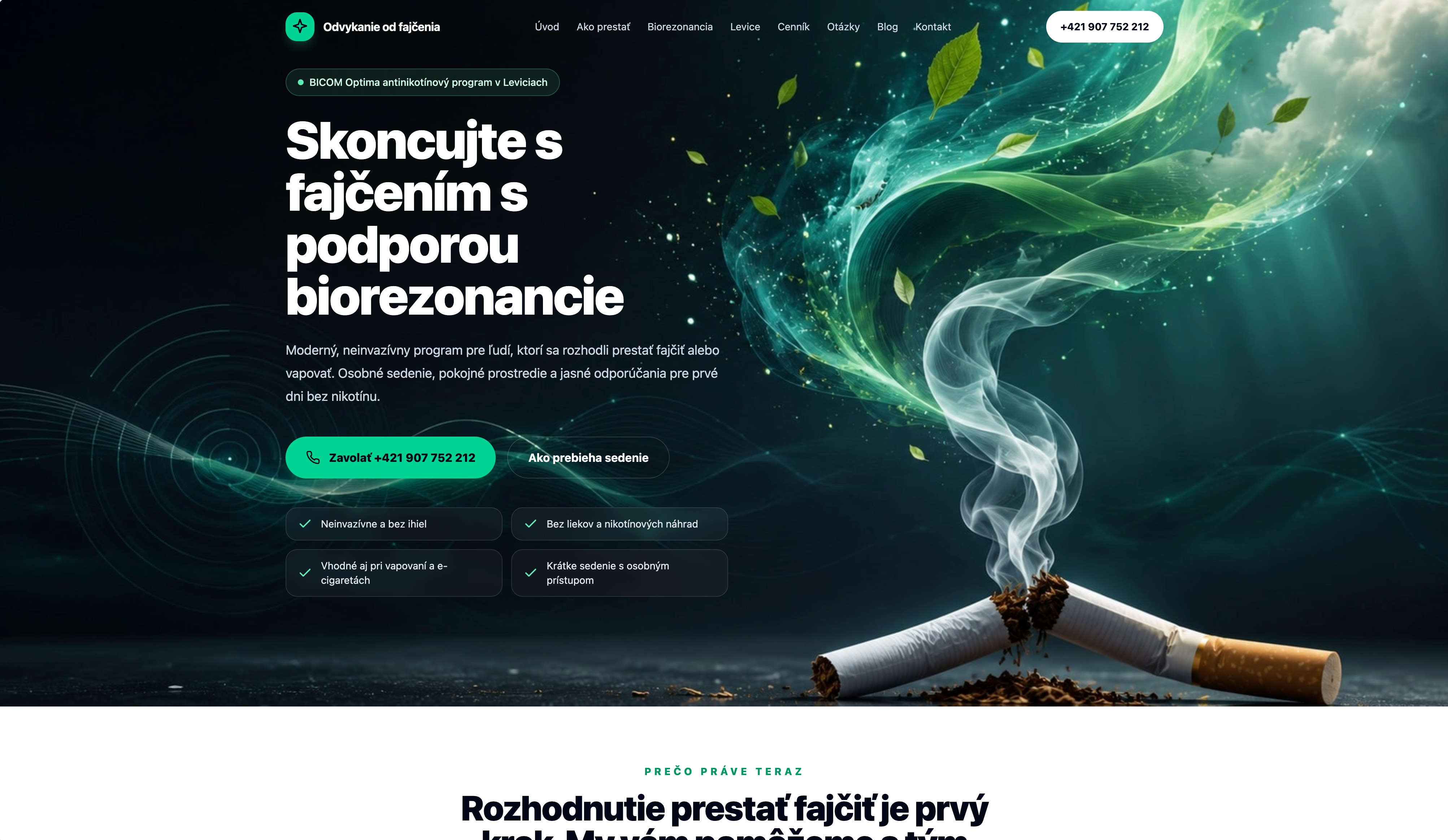 Ukážka webu Odvykanie od fajčenia