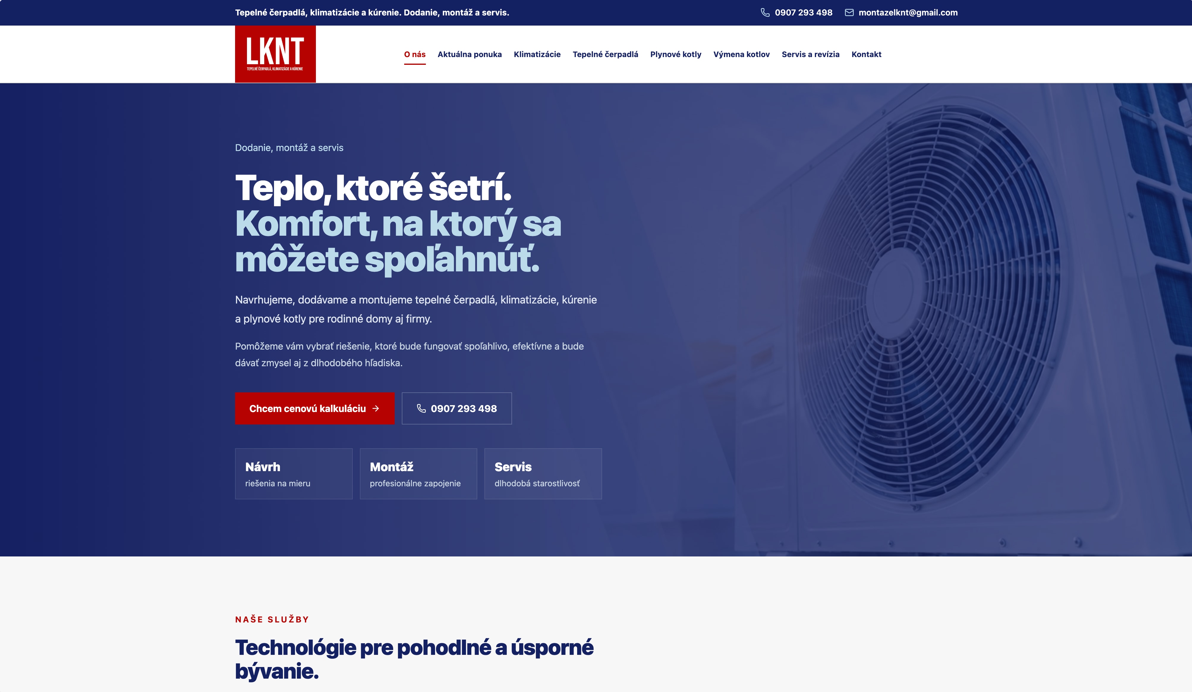Ukážka webu Vykurovanie domov