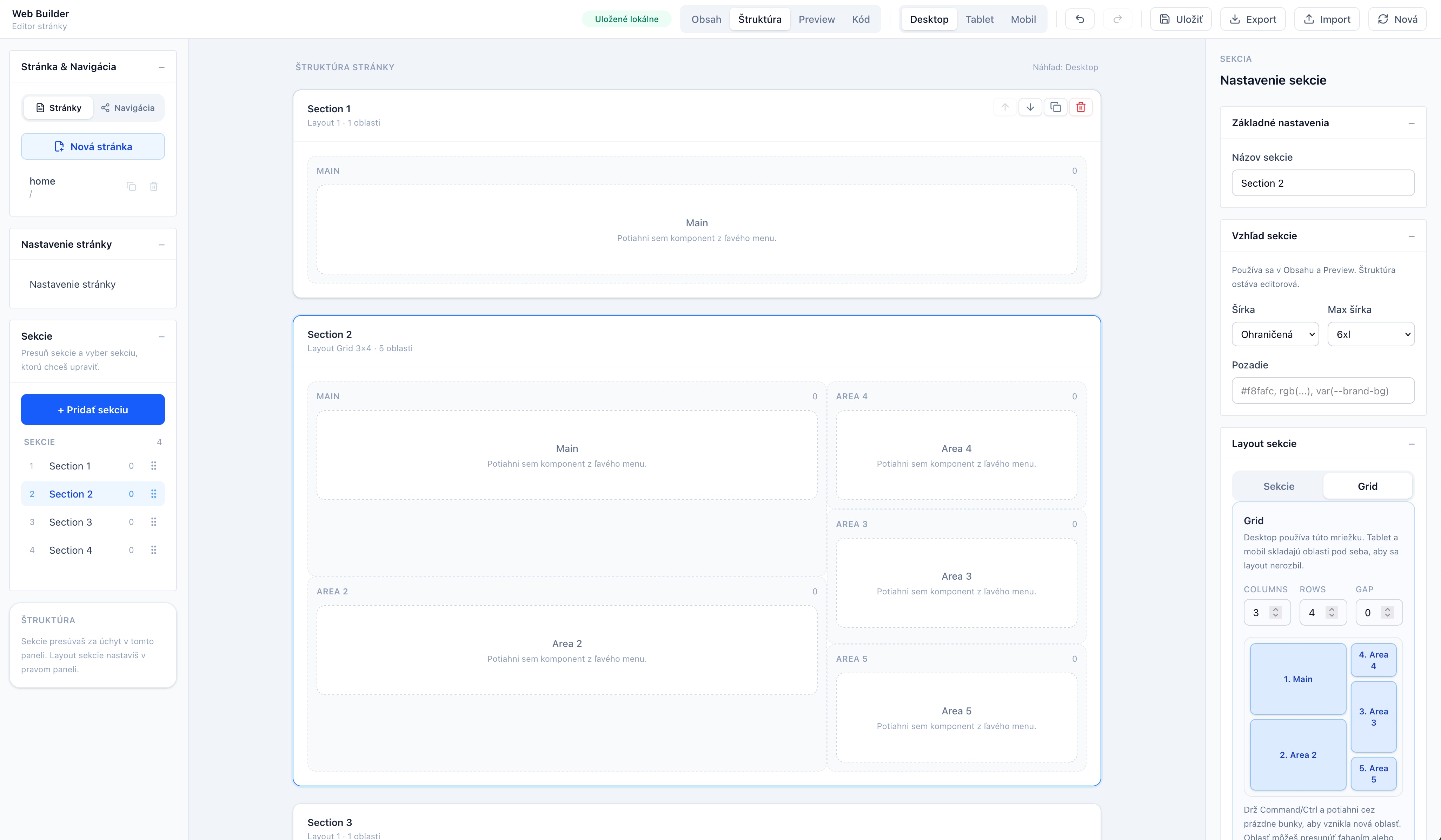 Ukážka komponentového web buildera